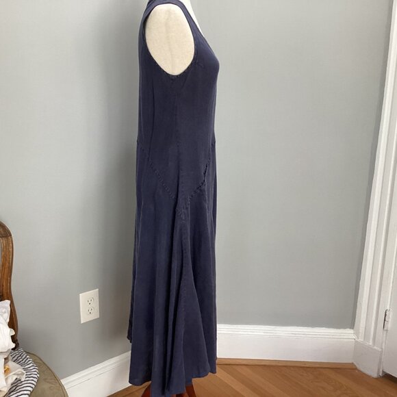 Luna Luz Fit & Flare Maxi 100% Linen Dress Size S Flowy - Picture 3 of 16